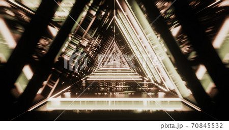 Abstract futuristic corridor with triangles, geometric tunnel, 3d illustration 70845532