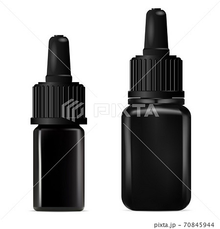 Black glass dropper bottle mockup. Cosmetic serum 70845944