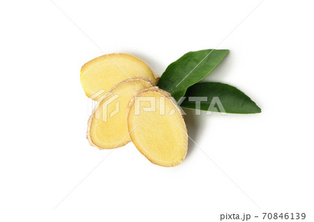 Fresh raw ginger isolated on white background 70846139