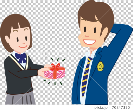 バレンタインデーにチョコを渡す女子 70847350