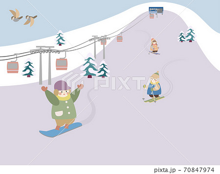 スキー場の子供たちのイラスト素材