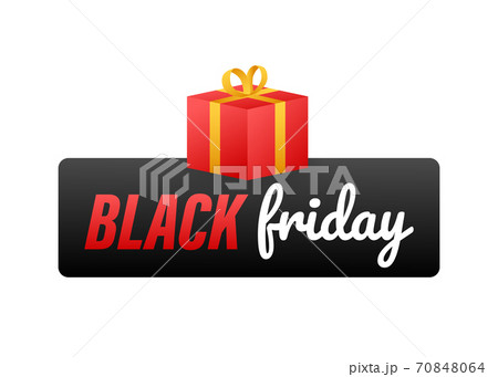 Abstract vector black friday sale layout. Black friday design, sale, discount, advertising, marketing price tag. Vector stock illustration. 70848064