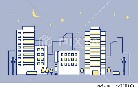 ビルやオフィスのある都市部の夜景 イメージイラスト素材のイラスト素材