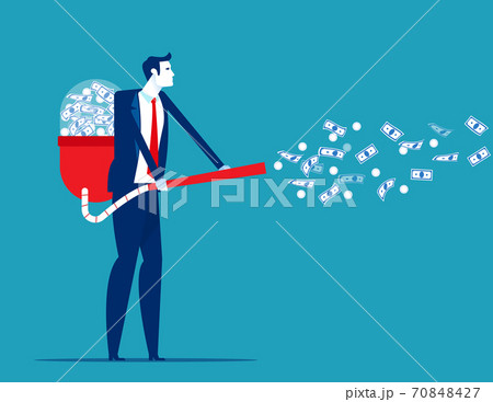 Attracts money with a vacuum cleaner. Business financial Attracts money with a vacuum cleaner. Business financial 70848427
