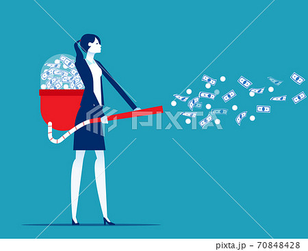 Attracts money with a vacuum cleaner. Business financial Attracts money with a vacuum cleaner. Business financial 70848428
