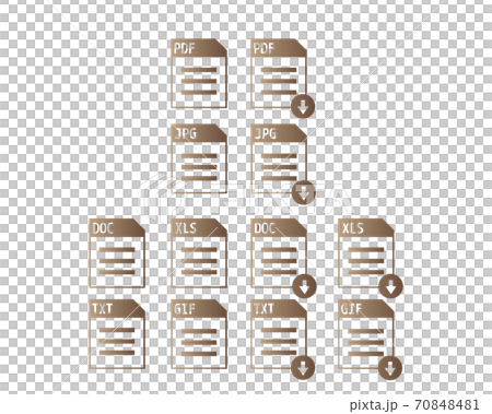 Vector illustration of saved file / Set of image files, documents, software icons Vector illustration of saved file / Set of image files, documents, software icons 70848481