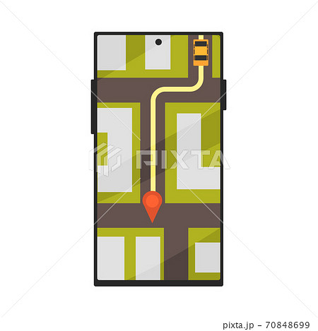 Map Navigation, Mobile App Interface, City Transportation Vector Illustration 70848699