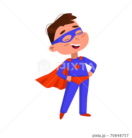 Cute Boy in Blue Superhero Costume and Red... - Stock Illustration  [70848757] - PIXTA