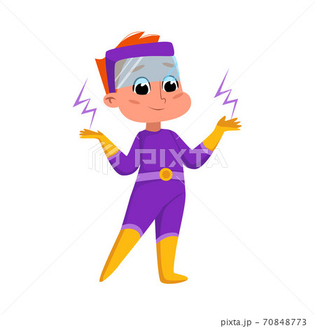 Cute Boy in Superhero Costume and Mask 70848773