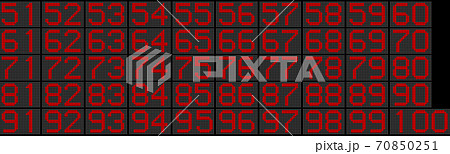 数字 イラスト 電光掲示　51-100　赤色 70850251