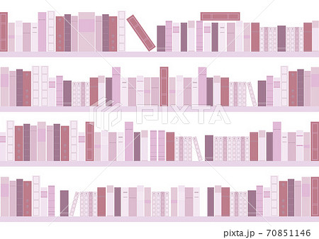 アンティークなピンクの本棚の背景素材 A1横のイラスト素材