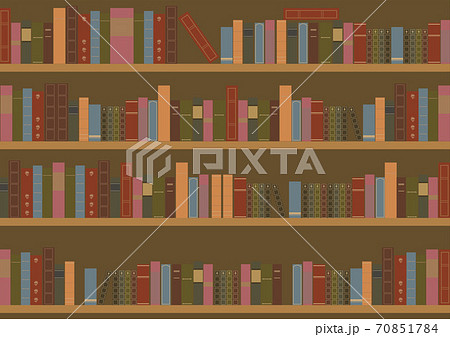 アンティークな本棚の背景素材 A1横のイラスト素材