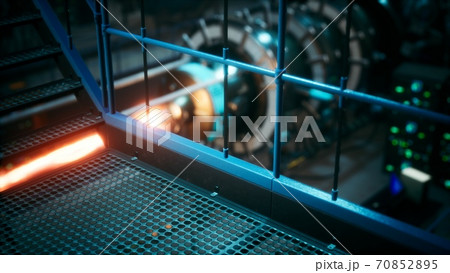 futuristic cyberpunk power plant thermonuclear or nuclear reactor 70852895