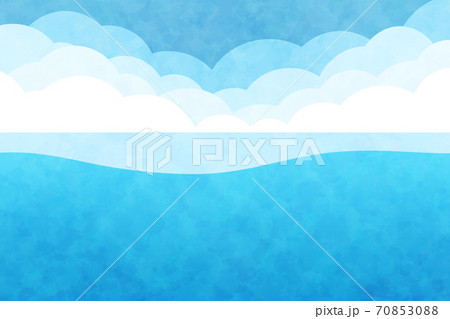 海と雲の背景　長方形　水彩風 70853088