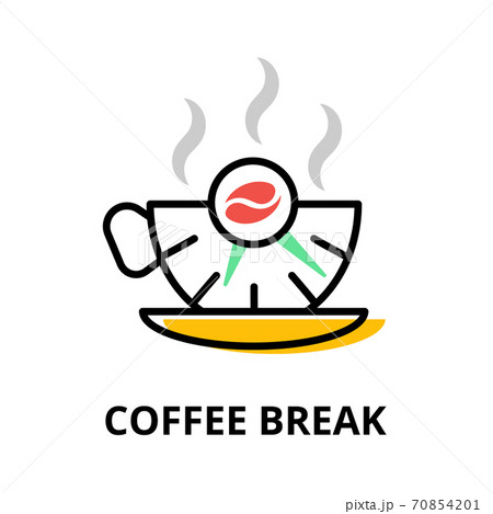 Concept Of Coffee Break Icon Flat Line Design のイラスト素材