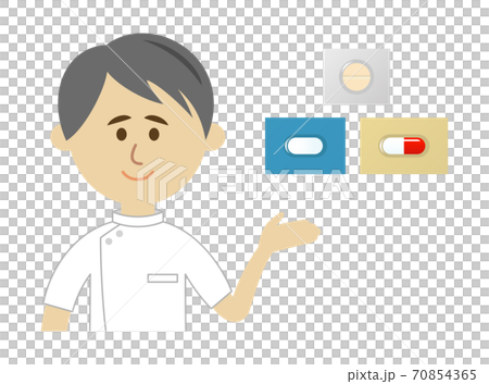 病院の先生と薬のイラストイメージ 70854365