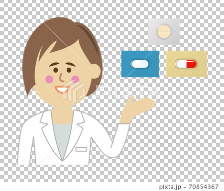 病院の先生と薬のイラストイメージ 70854367