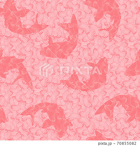 和柄 鯉と波の連続する模様， 70855082