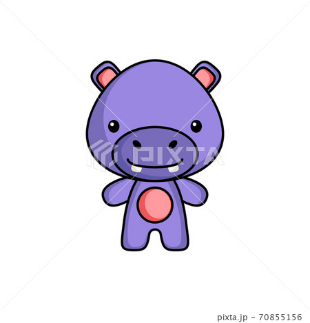 Cute cartoon hippo logo template on white background. Mascot animal character design of album, scrapbook, greeting card, invitation, flyer, sticker, card. Vector stock illustration. Cute cartoon hippo logo template on white background. Mascot animal character design of album, scrapbook, greeting card, invitation, flyer, sticker, card. Vector stock illustration. 70855156