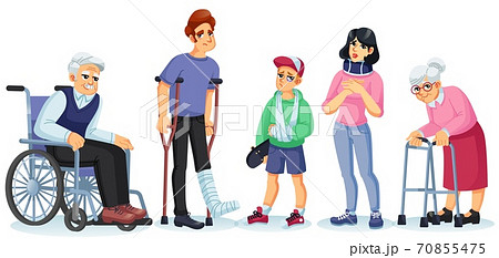 Disabled young adult people children character set Disabled young adult people children character set 70855475