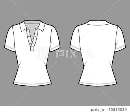 V-neck jersey t-shirt technical fashion illustration with short