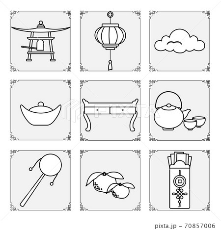 Happy Chinese New Year symbol China Traditions Set 70857006