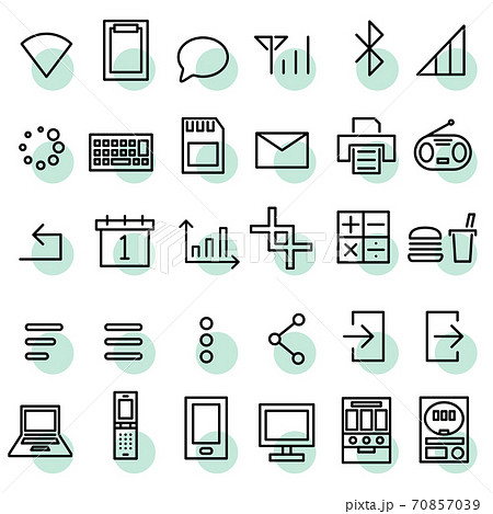アイコン素材　Wi-Fi　メニュー　トリミング　端末　ラジオ　グラフ　SNS　Bluetooth等 70857039