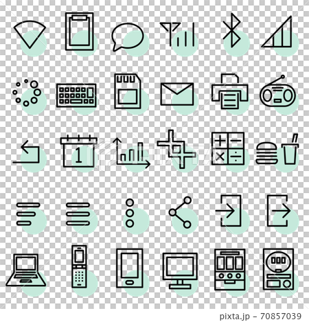アイコン素材　Wi-Fi　メニュー　トリミング　端末　ラジオ　グラフ　SNS　Bluetooth等 70857039