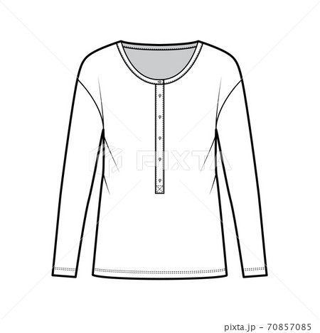 Classic men's style cotton-jersey top technical fashion illustration with long sleeves, scoop henley neckline shirt Classic men's style cotton-jersey top technical fashion illustration with long sleeves, scoop henley neckline shirt 70857085
