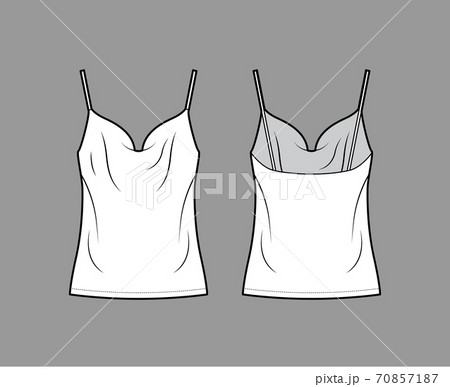 Camisole technical fashion illustration with vintage-inspired cowl neckline, relaxed fit, tunic length Flat outwear tank Camisole technical fashion illustration with vintage-inspired cowl neckline, relaxed fit, tunic length Flat outwear tank 70857187