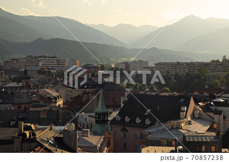 Roofs of Innsbruck before sunset 70857238