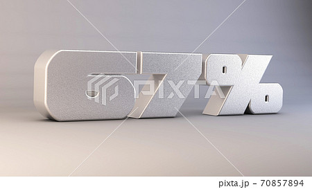 67 percent 3d metal text isolated on white, 3d render illustration 67 percent 3d metal text isolated on white, 3d render illustration 70857894