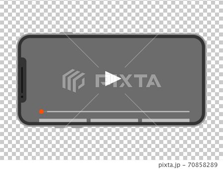 スマホに表示された動画サイト 横向き 全画面 のイラスト素材 7085