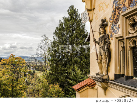 Sculpture of a knight on the Hohenschwangau castle dating from the 12th century 70858527