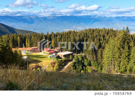 Bansko, Bulgaria autumn ski resort mountains view Bansko, Bulgaria autumn ski resort mountains view 70858769