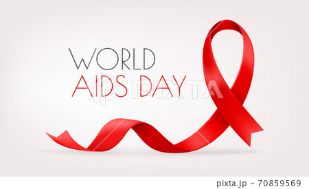 Red ribbon on red background. World AIDS day 70859569