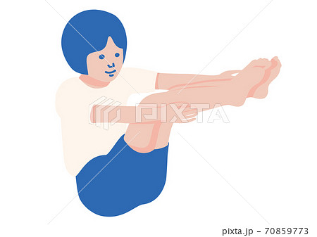 体操　ヨガ　船のポーズ　イラスト 70859773