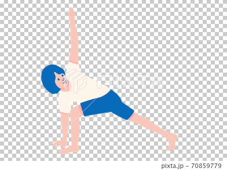 体操　ヨガ　捻りハイランジ　イラスト 70859779