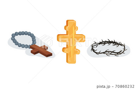 Various Symbols of Christian and Jewish Religion Vector Set 70860232