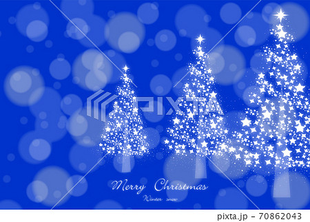 クリスマス イルミネーションとキラキラツリー ブルーのイラスト素材