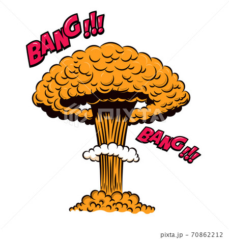 Comic style nuclear explosion on white background. Design element for poster, card, banner, flyer. 70862212