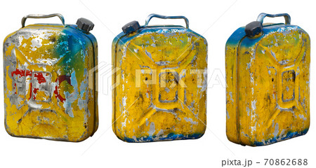 An old metal gas canister. Isolated object on a white background 70862688
