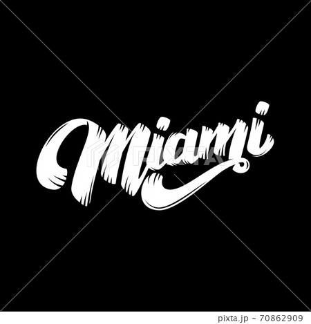 Miami. Lettering phrase isolated on white background. Miami. Lettering phrase isolated on white background. 70862909