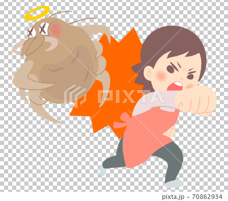 Repel ticks! Illustration of a housewife fighting ticks and getting rid of ticks-bare hands Repel ticks! Illustration of a housewife fighting ticks and getting rid of ticks-bare hands 70862934