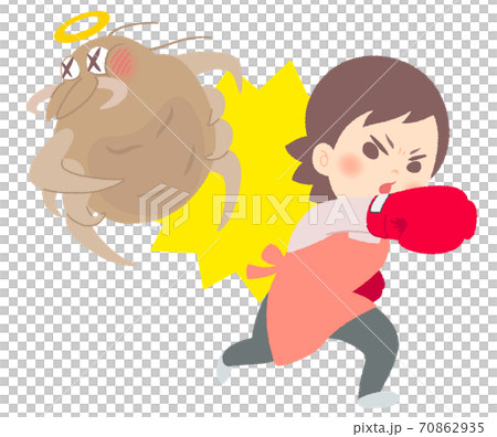 Repel ticks! Illustration of a housewife fighting ticks and getting rid of ticks-Glove 70862935
