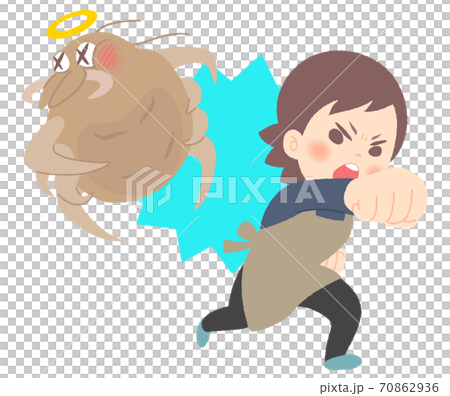 ダニ撃退!戦う主婦のイラスト - 素手 ダニ撃退!戦う主婦のイラスト - 素手 70862936
