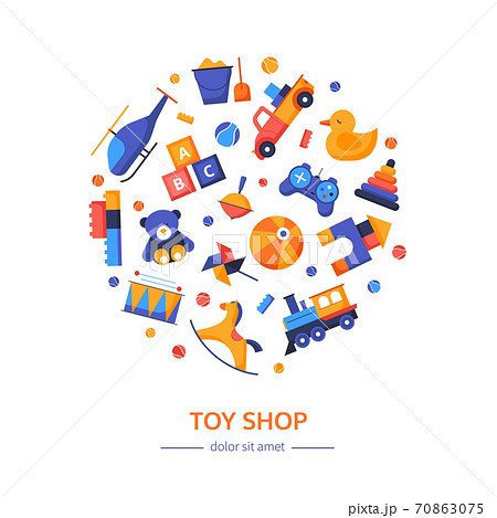 Toy shop - vector flat design style banner 70863075