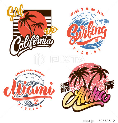 Hawaii Surfing Club Miami Poster Templates のイラスト素材