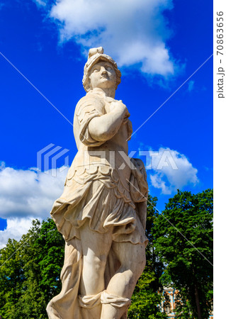 Symbolic marble statue Warrior Valor in Catherine park at Tsarskoye Selo in Pushkin, Russia Symbolic marble statue Warrior Valor in Catherine park at Tsarskoye Selo in Pushkin, Russia 70863656