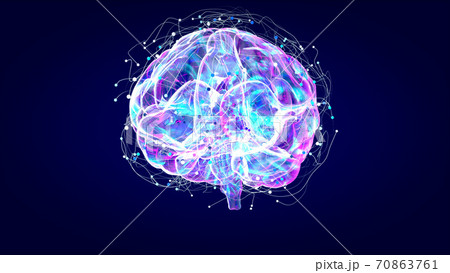 Brain xray, human anatomy, 3D Illustrated neurons Brain xray, human anatomy, 3D Illustrated neurons 70863761